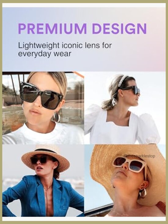 Oversized Fashion Retro Square Sunglasses with UV400 Protection 50mm